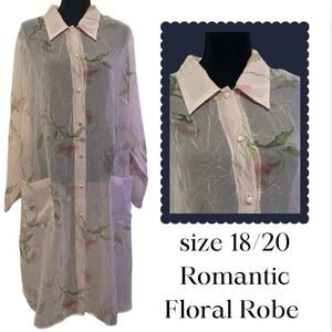 Lane Bryant Intimates Robe Chiffon Pink Floral 18-20